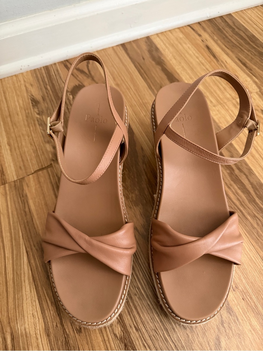 Paolo Tan Knotted Espadrille Wedge Sandals - Picture 3 of 9